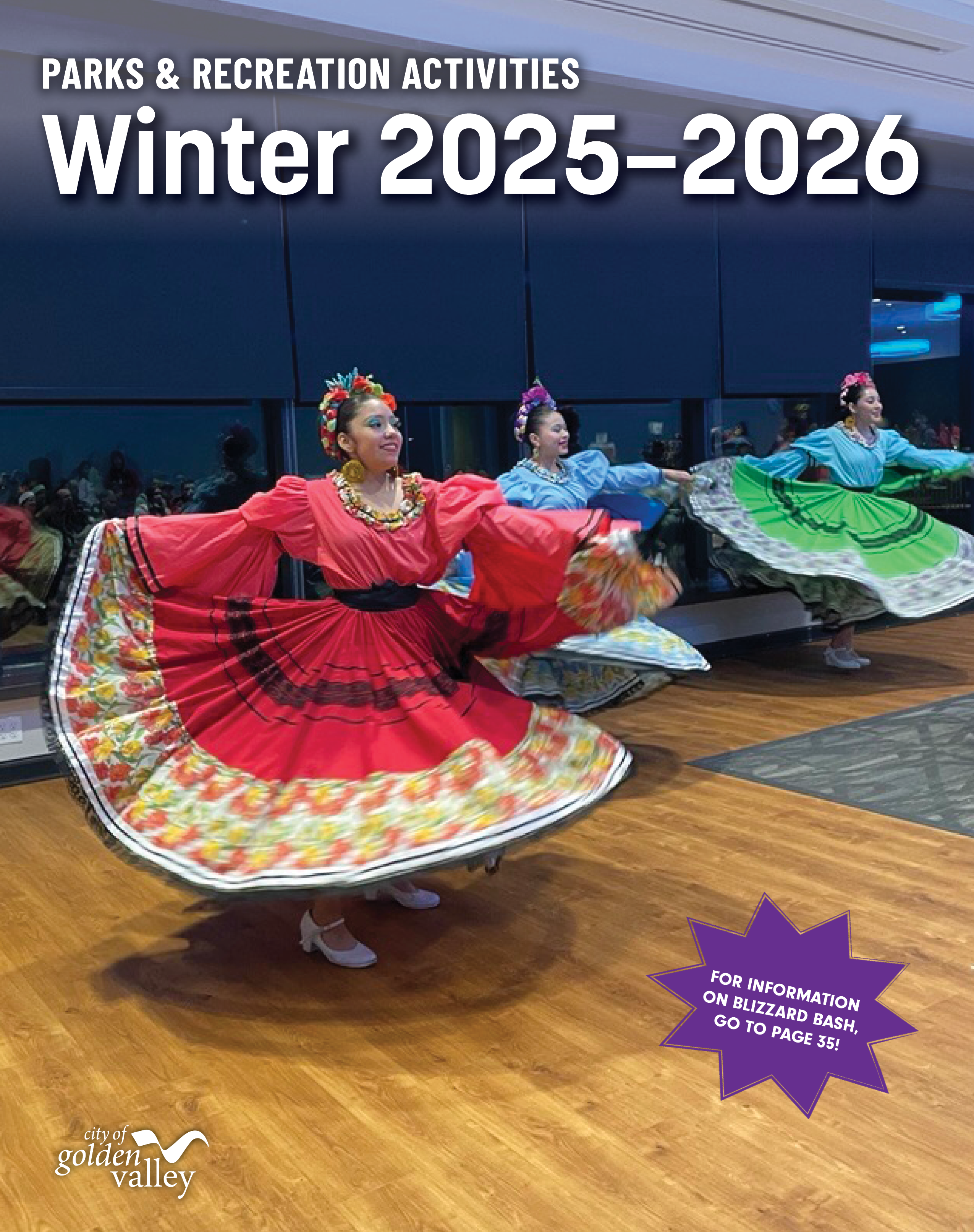 Image of multiple women dancing in traditional mexican dresses